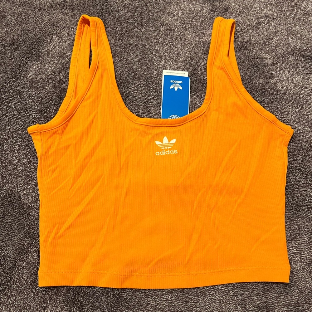 Adidas Women's Orange cropped Tank Top